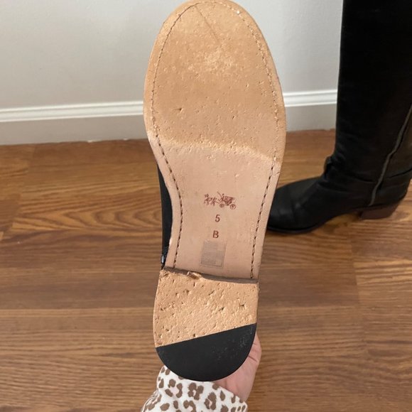 Coach Black Leather Carolina Riding Boots Heeled 5 Zipper - Picture 10 of 13